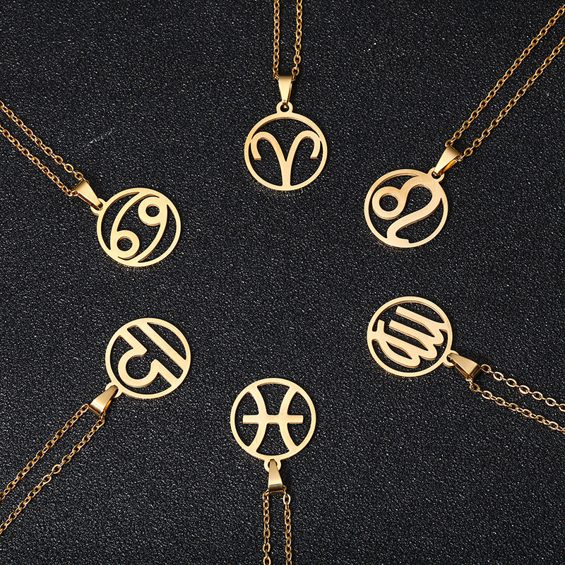 Simple Style Zodiac Stainless Steel Necklace