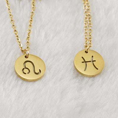 Simple Style 18K Gold Plated Zodiac Constellation Titanium Steel Necklace
