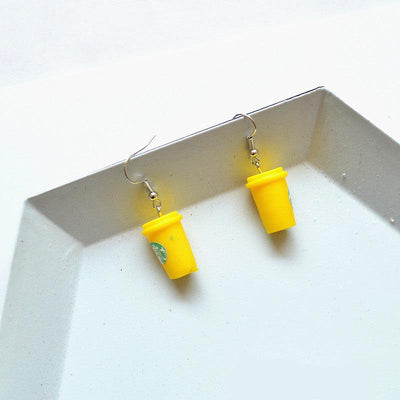 Simple Resin Coffee Cup Drop Earrings for Women