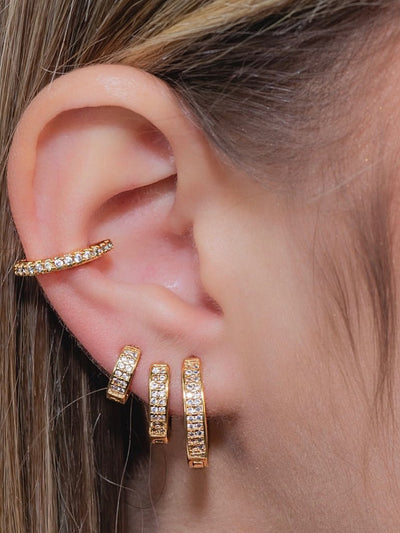 Simple Style Copper Zircon Inlaid Hoop Earrings