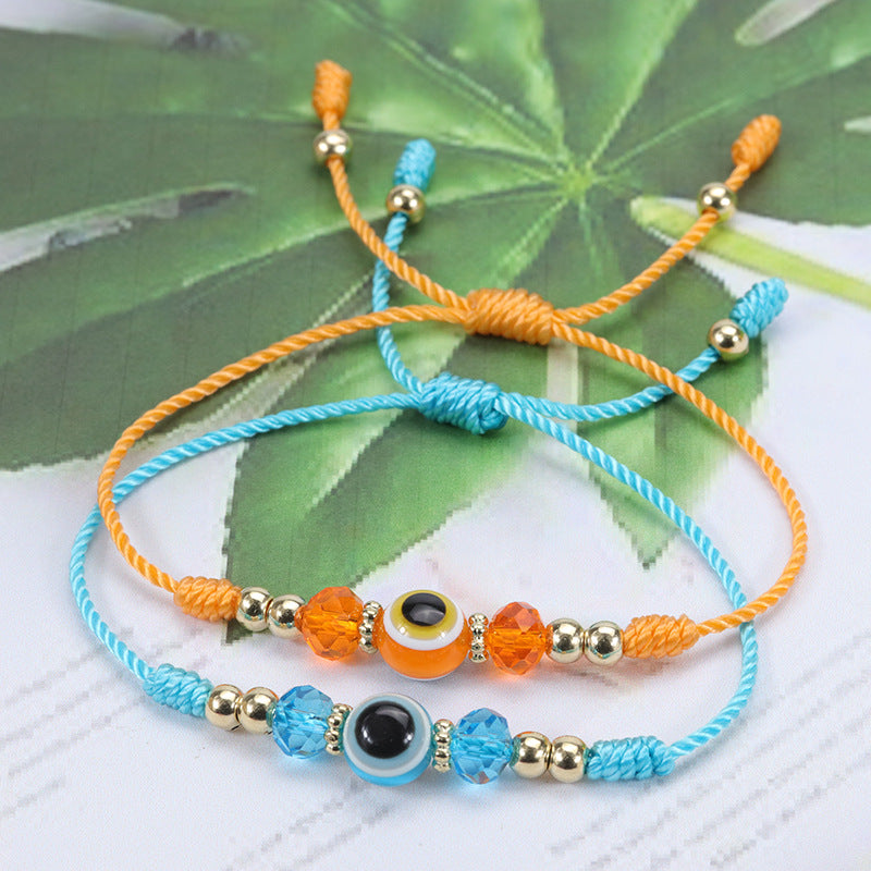 Minimalist Evil Eye Resin Beaded Adjustable Unisex Bracelet