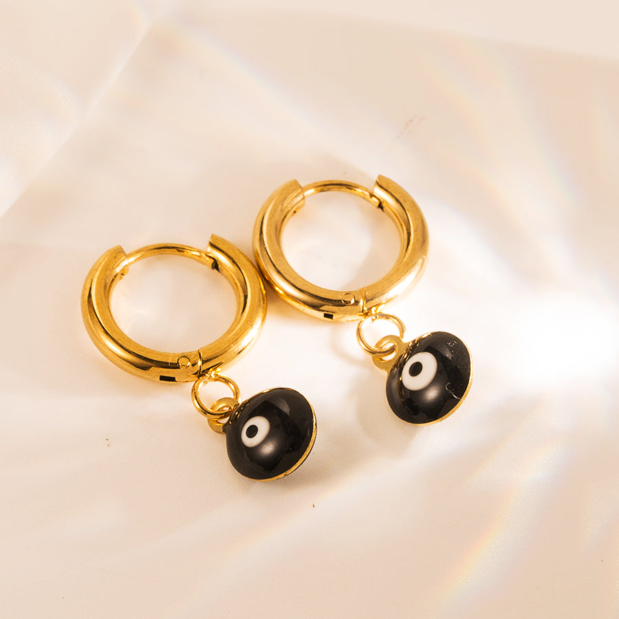 Simple Style Evil Eye Gold Plated Stainless Steel Earrings Set