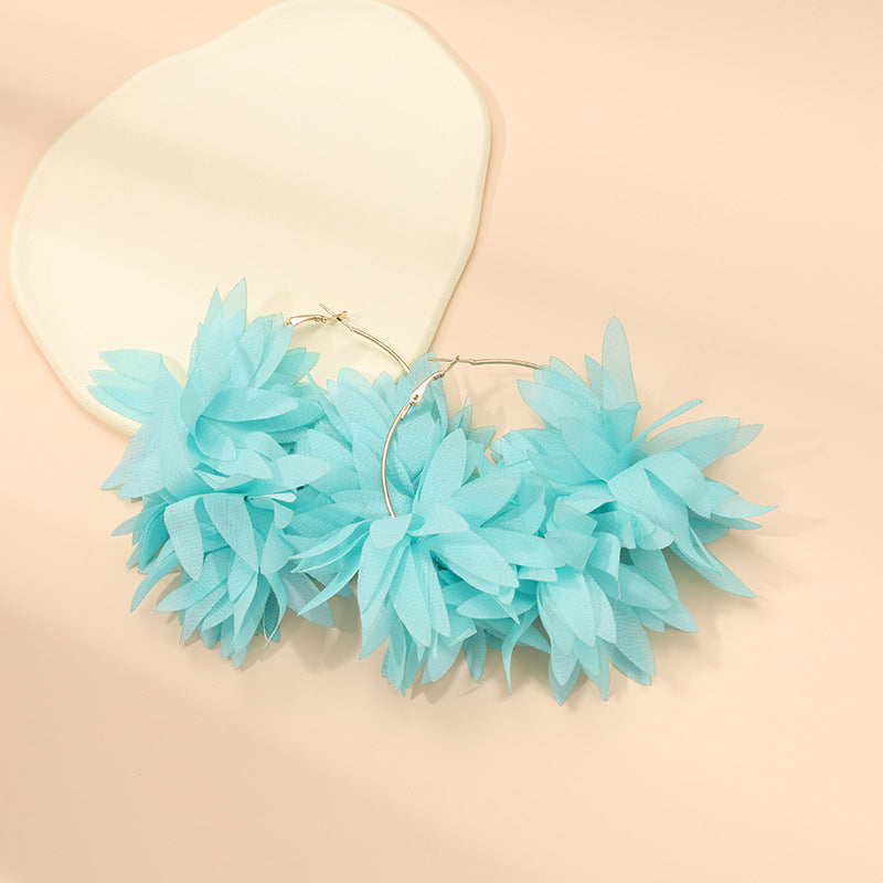 Simple Style Handmade Chiffon Flower Petal Women's Earrings