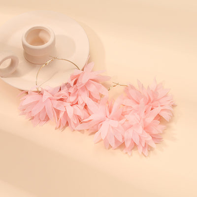 Simple Style Handmade Chiffon Flower Petal Women's Earrings