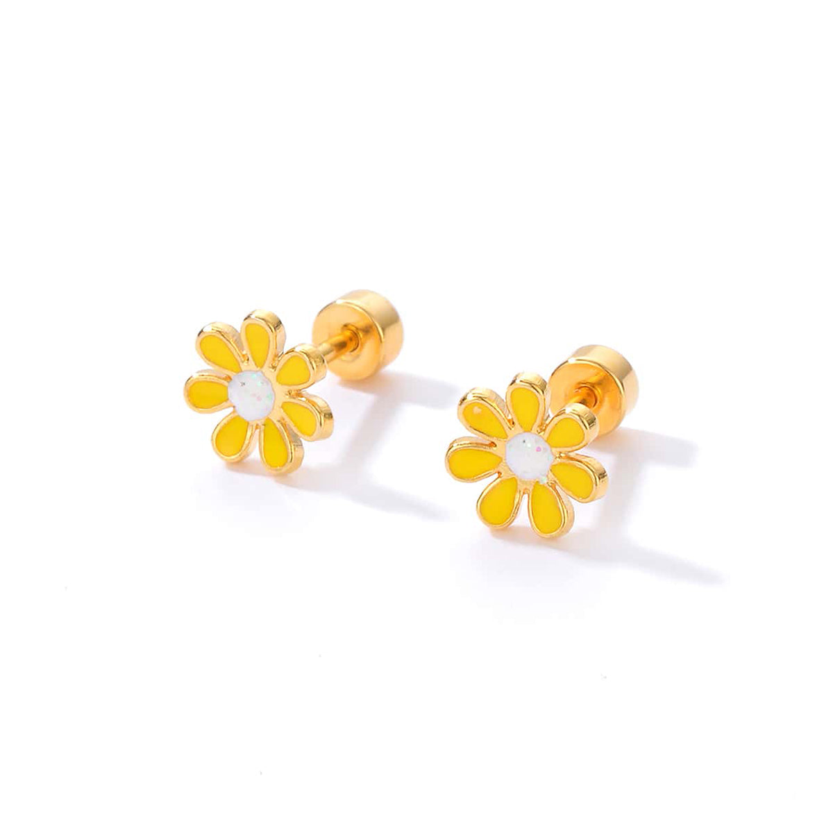 Simple Style Clover Flower Stainless Steel Stud Earrings