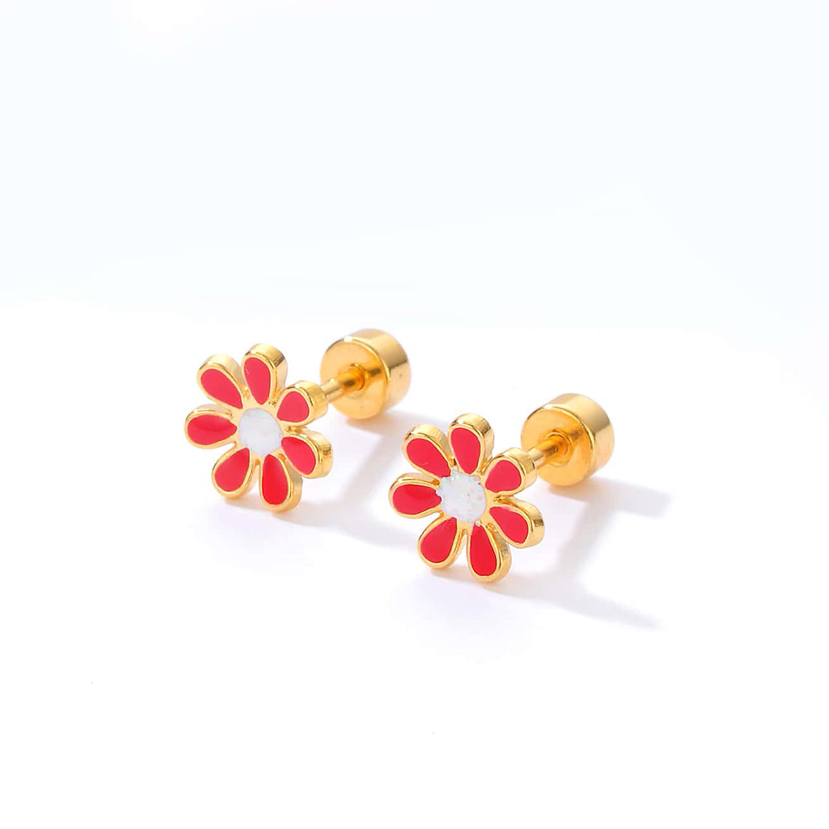 Simple Style Clover Flower Stainless Steel Stud Earrings