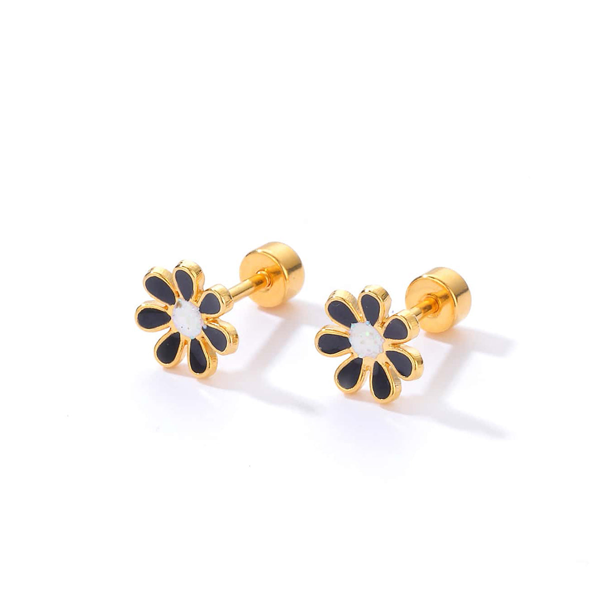 Simple Style Clover Flower Stainless Steel Stud Earrings