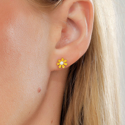 Simple Style Clover Flower Stainless Steel Stud Earrings