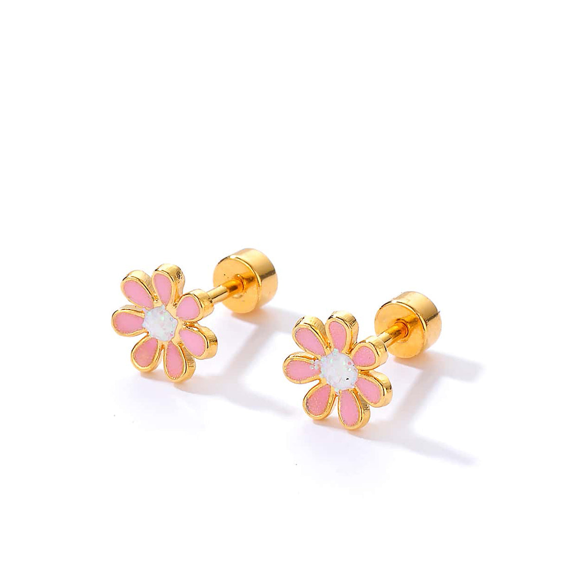 Simple Style Clover Flower Stainless Steel Stud Earrings