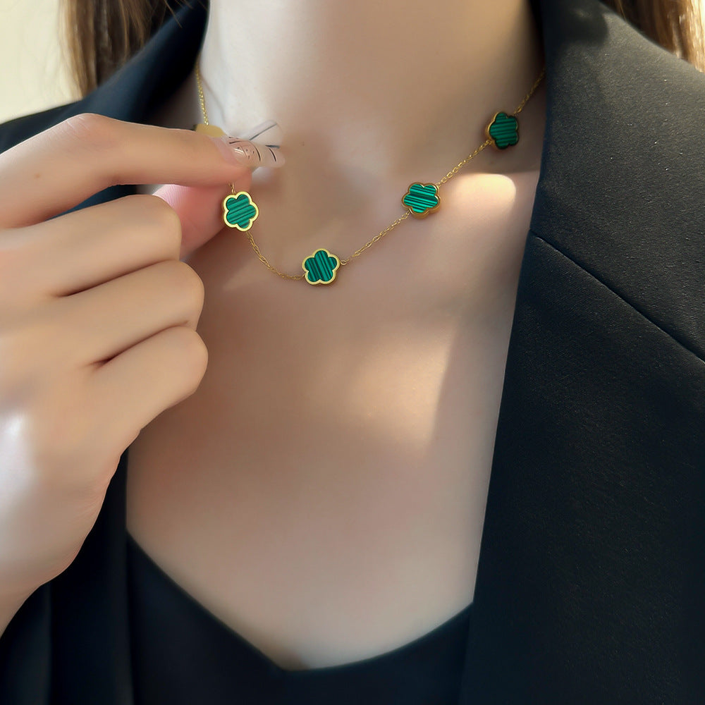 Simple Clover Titanium Steel Patchwork Necklace - Minimalist Luxury Design