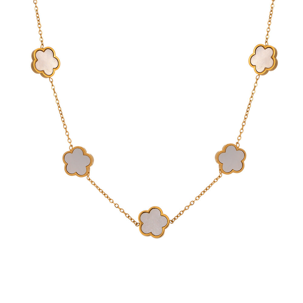 Simple Clover Titanium Steel Patchwork Necklace - Minimalist Luxury Design