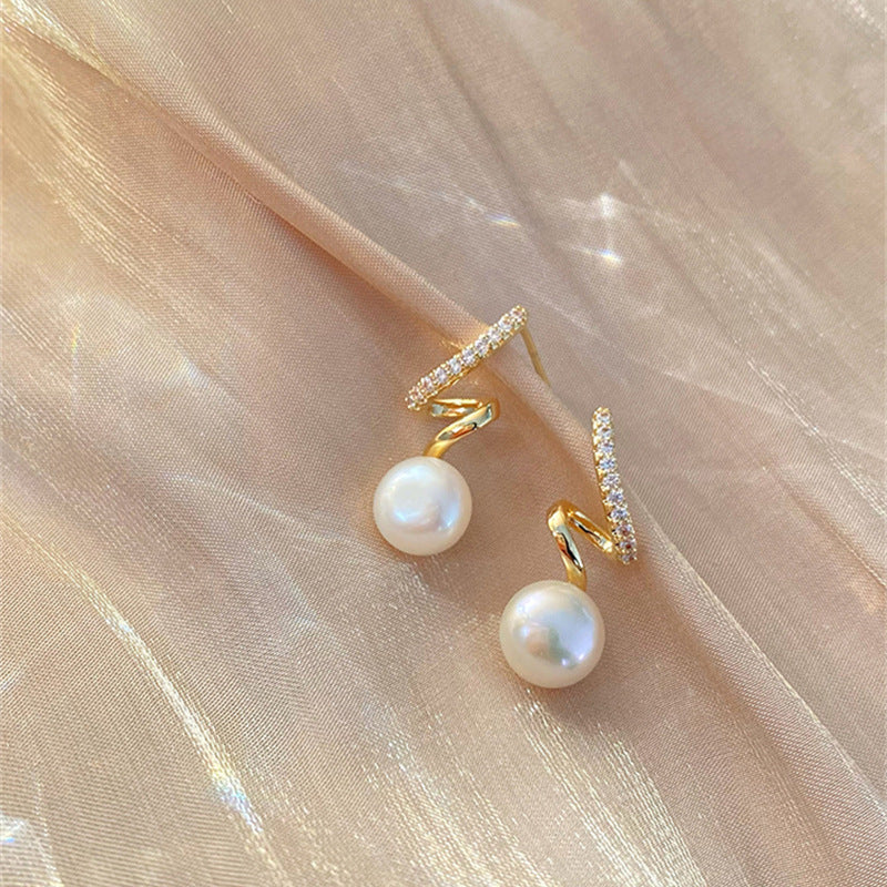 Simple Geometric Alloy and S925 Silver Pearl Rhinestone Earrings for Women