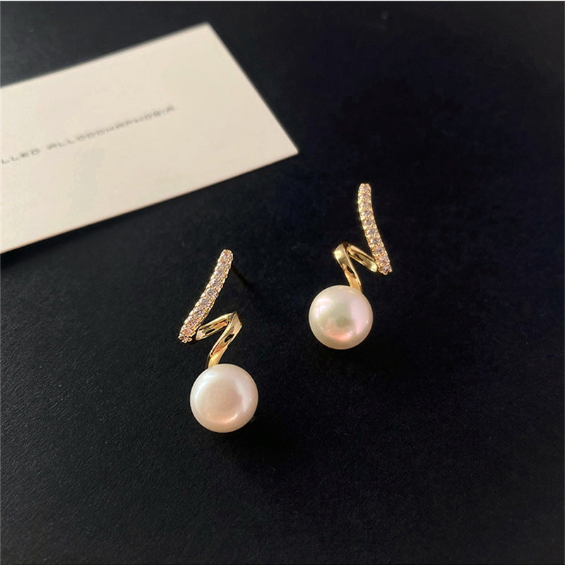 Simple Geometric Alloy and S925 Silver Pearl Rhinestone Earrings for Women