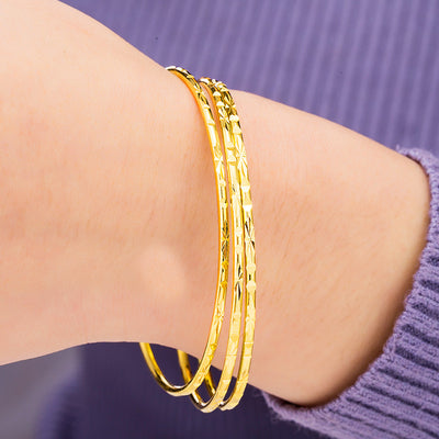 Simple Geometric Gold Plated Copper Bangle Bracelet