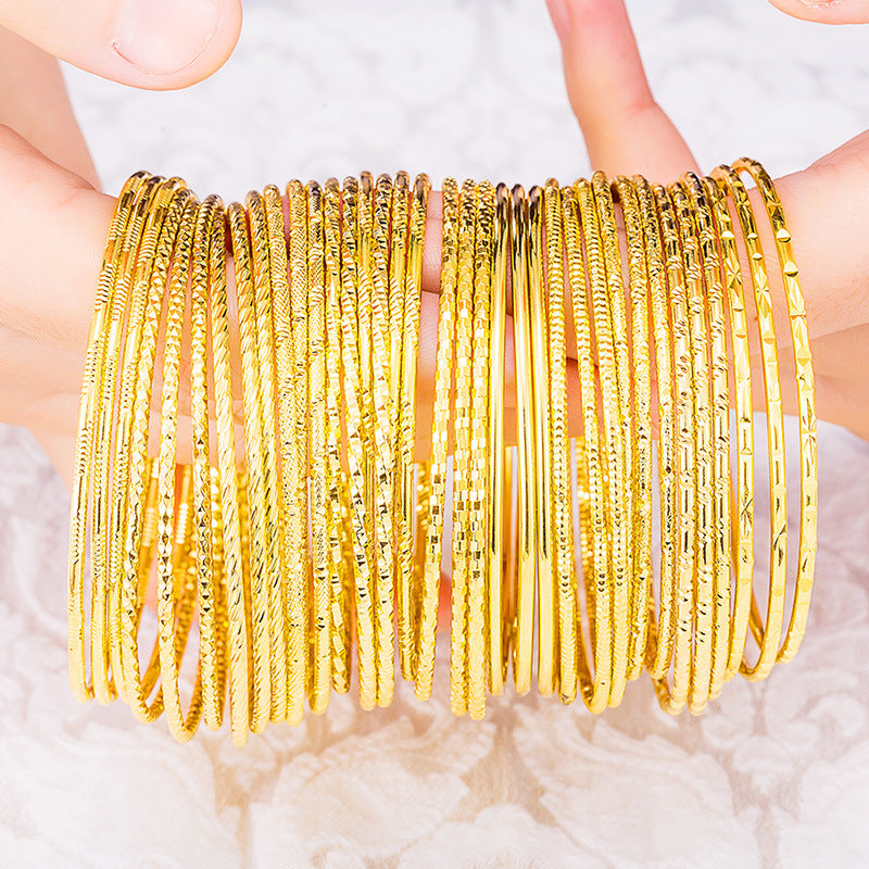 Simple Geometric Gold Plated Copper Bangle Bracelet