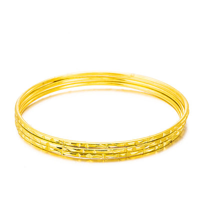 Simple Geometric Gold Plated Copper Bangle Bracelet