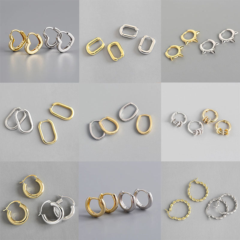 Minimalist Geometric Twist Hoop Earrings and Studs Set