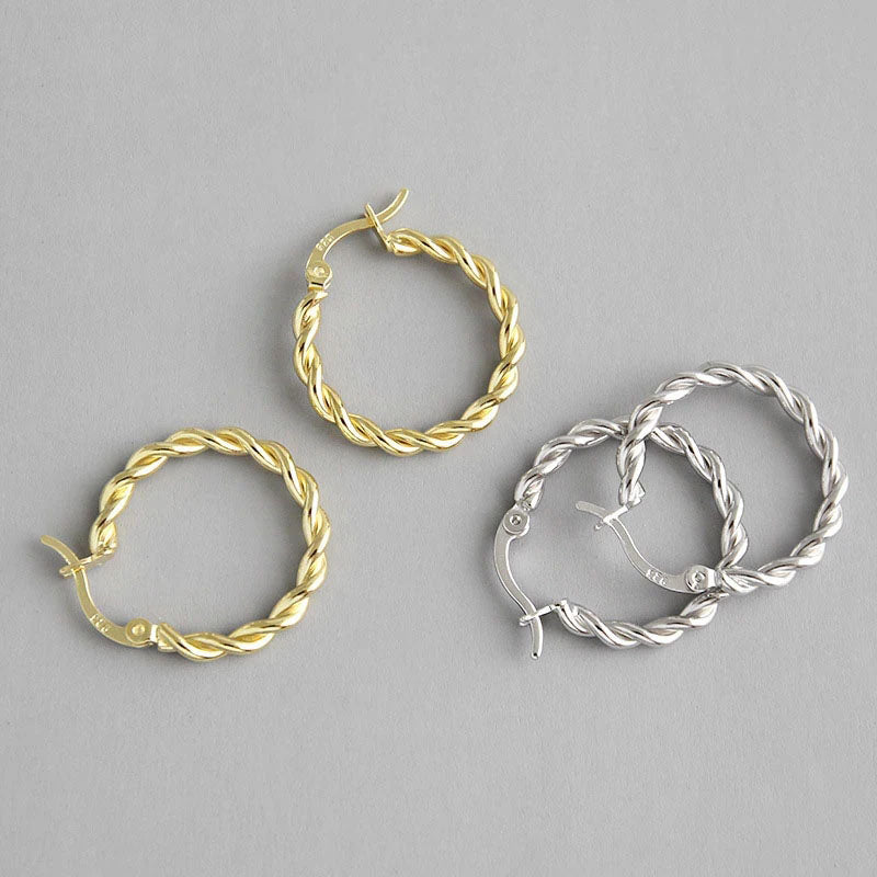 Minimalist Geometric Twist Hoop Earrings and Studs Set