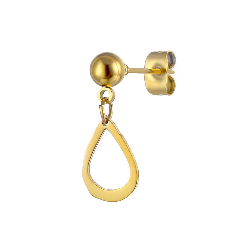 Simple Geometric Cross Stainless Steel Ball Stud Earrings