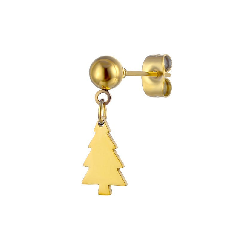 Simple Geometric Cross Stainless Steel Ball Stud Earrings