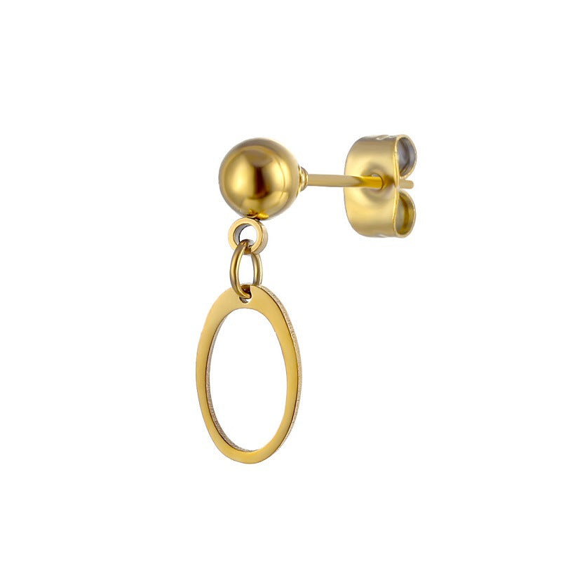 Simple Geometric Cross Stainless Steel Ball Stud Earrings