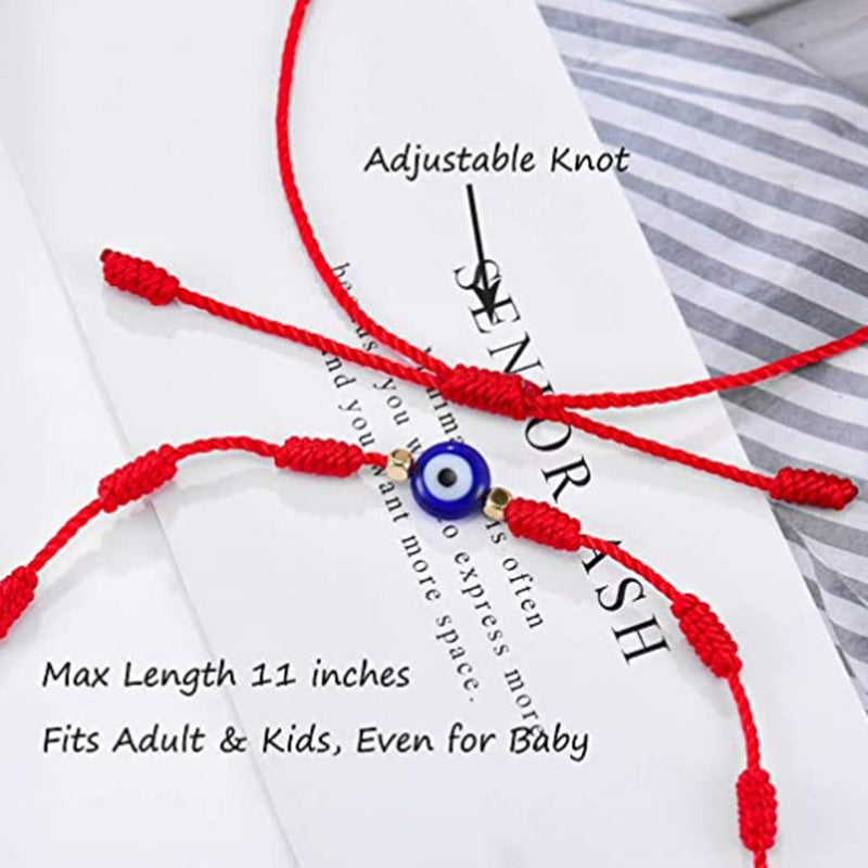 Geometric Evil Eye Glass Rope Tassel Unisex Bracelet with Card