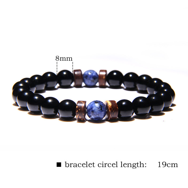 Geometric Natural Stone & Coconut Wood Beaded Men's Energy Bracelet