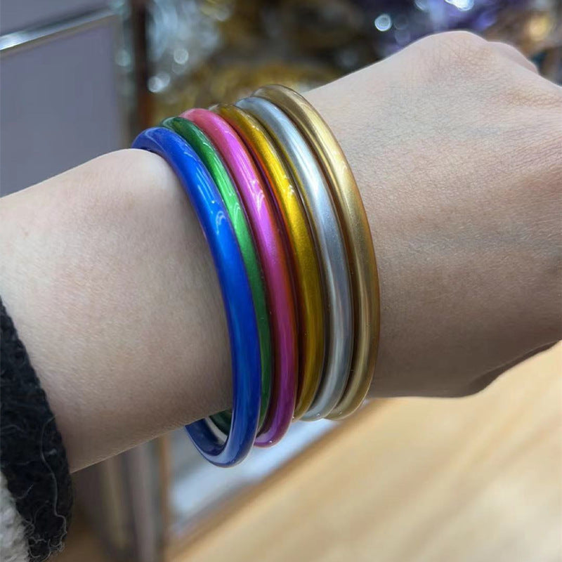 Geometric Unisex Polyester and Metallic PVC Silicone Bracelets