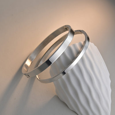 Minimalist Geometric Stainless Steel Bangle Bracelet - Gold Plated Couple Design