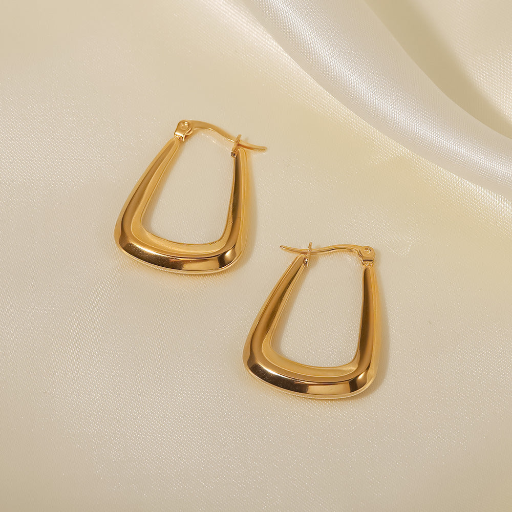 Geometric Stainless Steel 18k Gold Plated Hoop Earrings