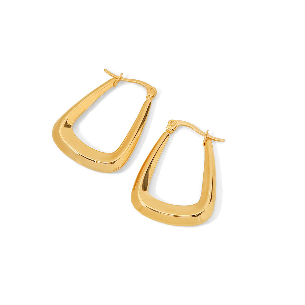 Geometric Stainless Steel 18k Gold Plated Hoop Earrings