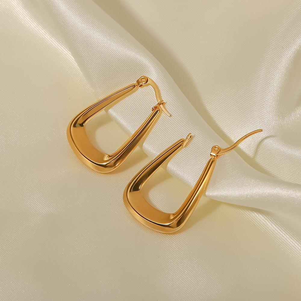 Geometric Stainless Steel 18k Gold Plated Hoop Earrings