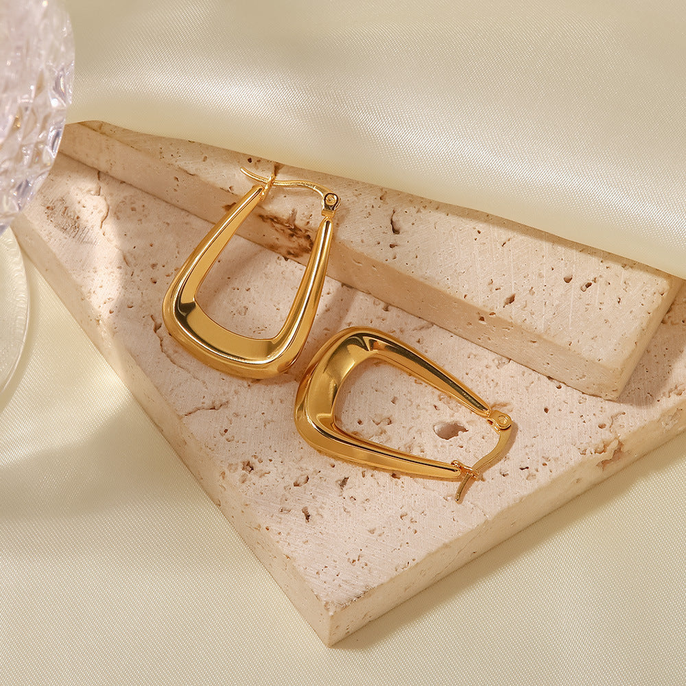 Geometric Stainless Steel 18k Gold Plated Hoop Earrings