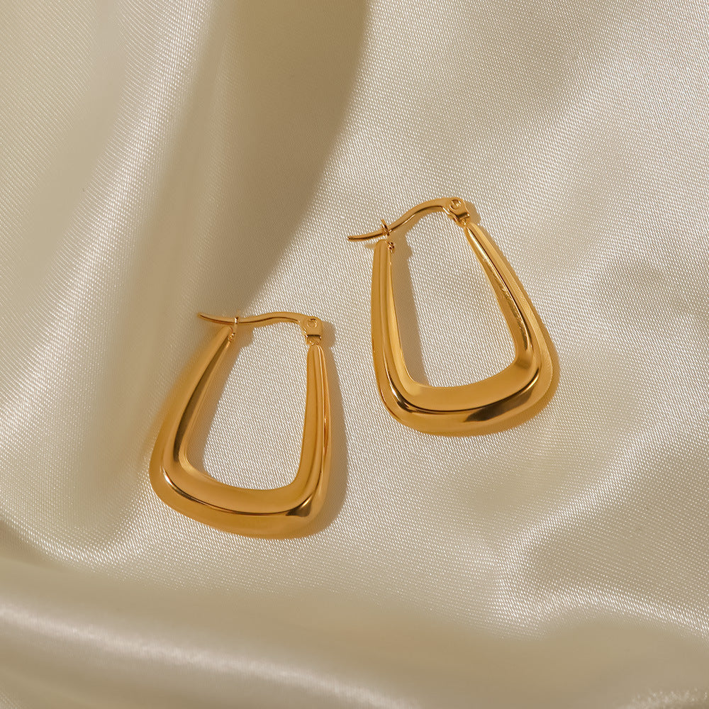 Geometric Stainless Steel 18k Gold Plated Hoop Earrings
