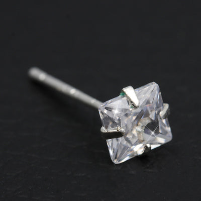 Simple Geometric 925 Sterling Silver Zircon Stud Earrings Set