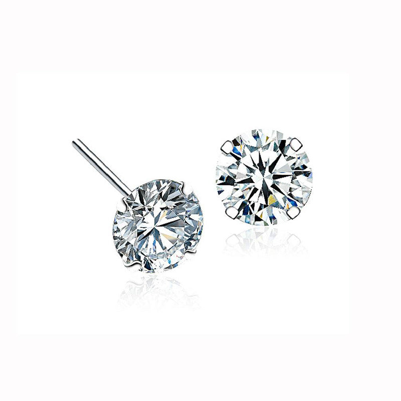 Simple Geometric 925 Sterling Silver Zircon Stud Earrings Set