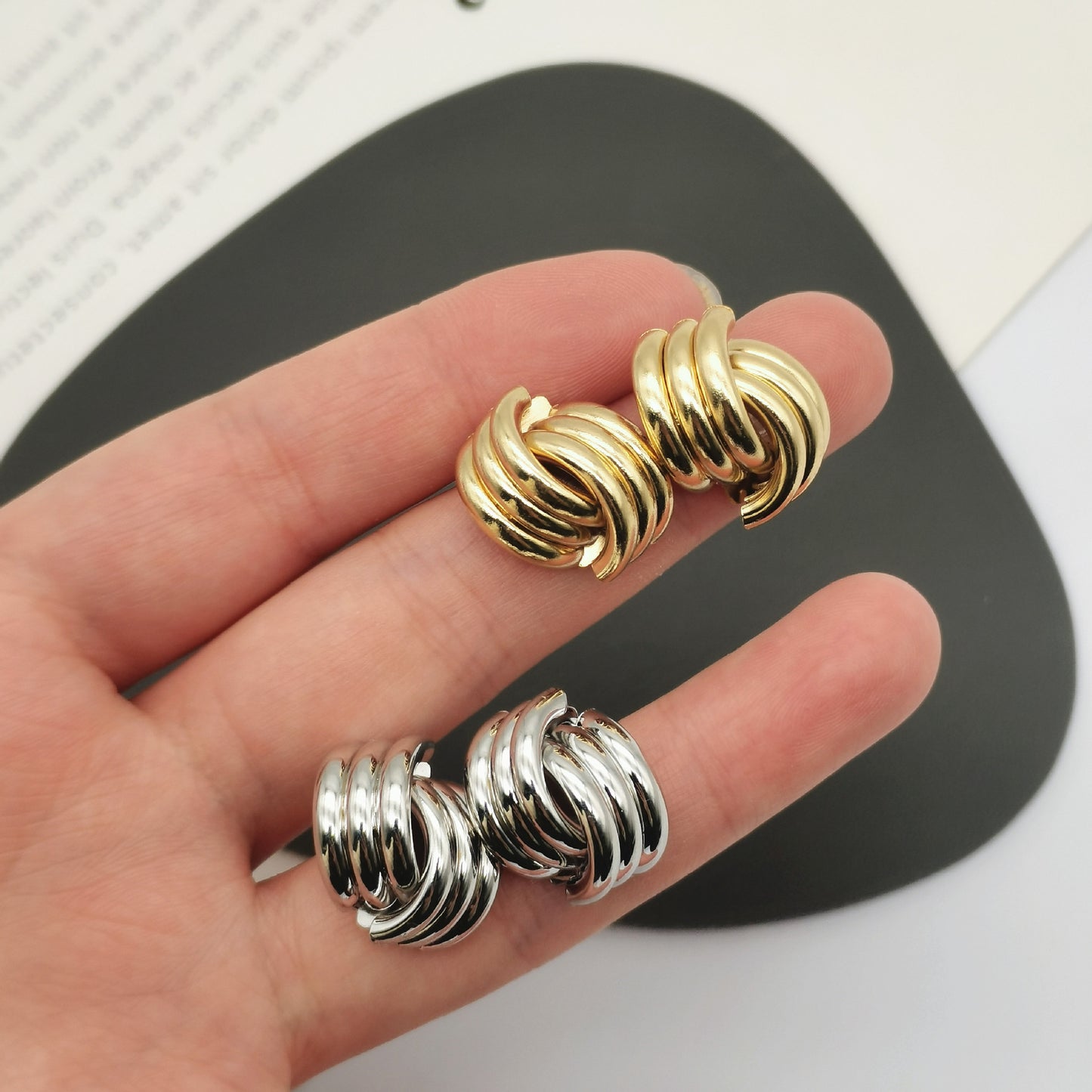 Simple Geometric Twist Cross Metal Earrings