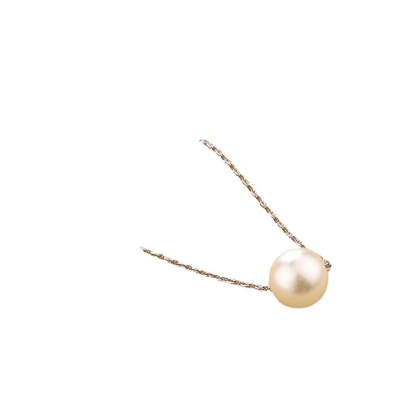 Simple Geometric Titanium Steel Necklace with Artificial Pearls