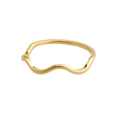 Simple Geometric Titanium Steel Wave Ring for Women