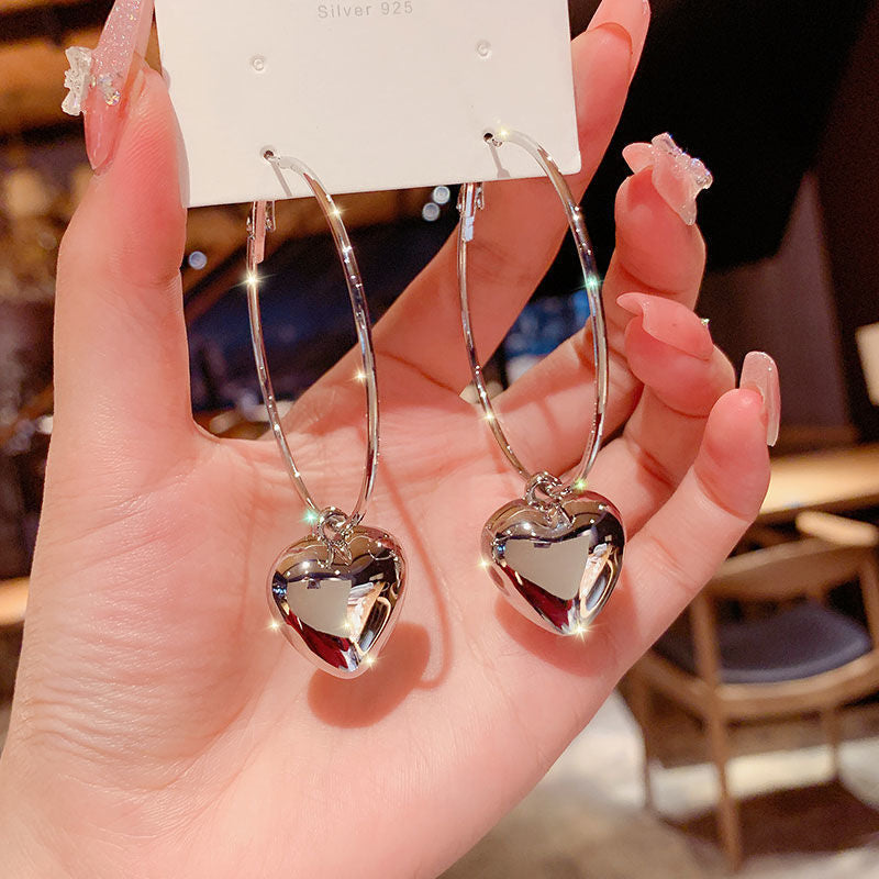 Simple Heart Shape Metal Plated Women's Hoop Earrings