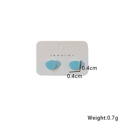 Simple Heart Shape Resin Patchwork 925 Silver Stud Earrings