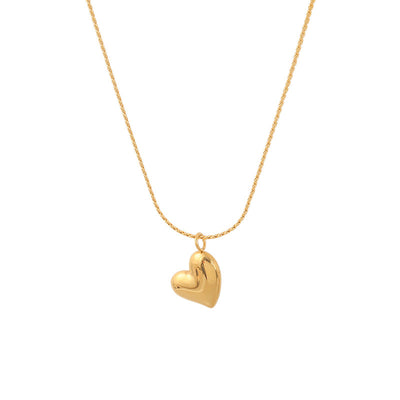 Minimalist Heart Pendant Titanium Steel Necklace - 18k Gold Plated Dainty Chain