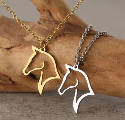 Simple Horse Head Stainless Steel Pendant Necklace