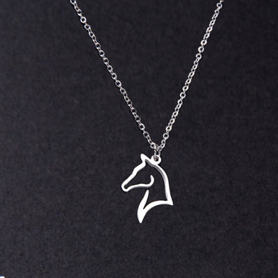 Simple Horse Head Stainless Steel Pendant Necklace