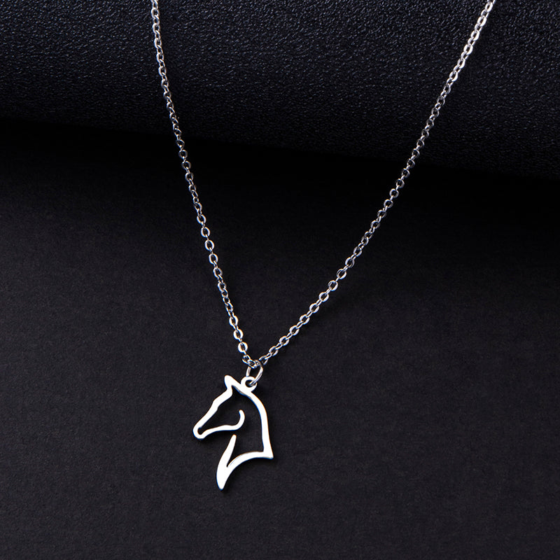 Simple Horse Head Stainless Steel Pendant Necklace