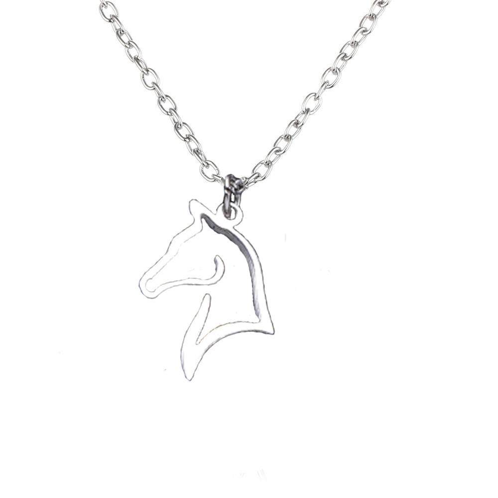 Simple Horse Head Stainless Steel Pendant Necklace