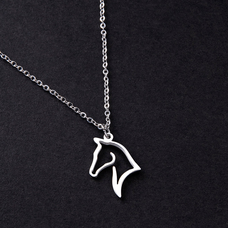 Simple Horse Head Stainless Steel Pendant Necklace