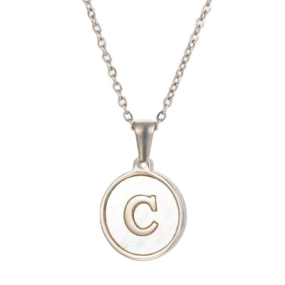Simple Style Stainless Steel Letter Pendant Necklace with Polished Shell Design