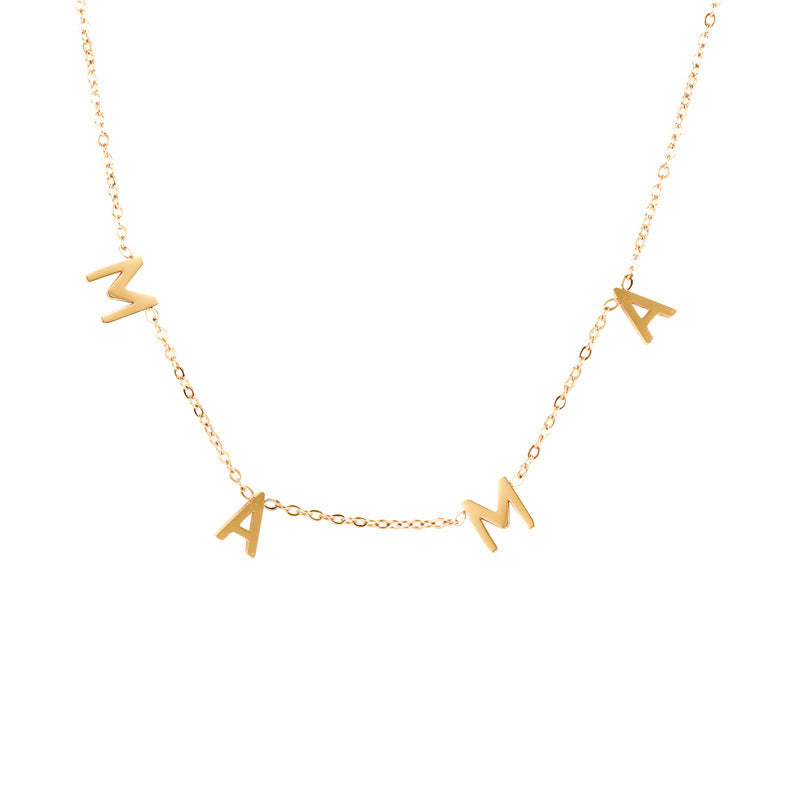 Simple Style Mama Letter Stainless Steel Necklace