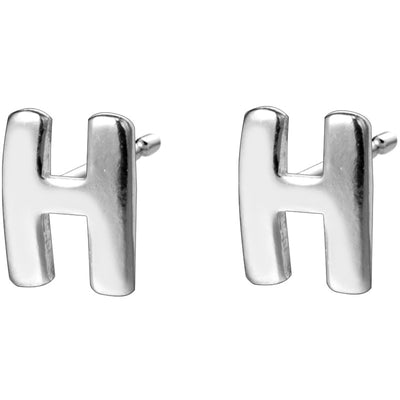 Simple Sterling Silver Letter Design Ear Studs for Women